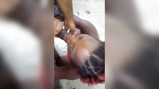 Strolling on the Beach African Thot Worried about getting Caught Gave Sloppy Blowjob