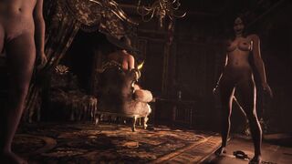 Resident Evil Village Lady Dimitrescu - FETISH Gold Rubber Leather - Cum all over her Body