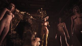 Resident Evil Village Lady Dimitrescu - FETISH Gold Rubber Leather - Cum all over her Body