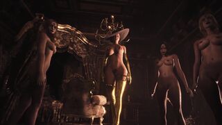 Resident Evil Village Lady Dimitrescu - FETISH Gold Rubber Leather - Cum all over her Body