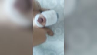 Bound up Sissy Boy Blindfolded Pounded Hard came into me so i made him Eat his own Cum and my