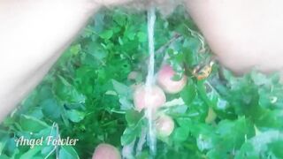 Unshaved Twat Pee over Apples inside the Garden - Angel Fowler
