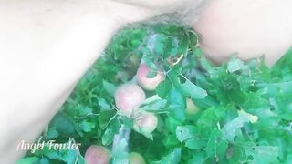 Unshaved Twat Pee over Apples inside the Garden - Angel Fowler