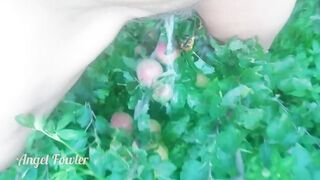 Unshaved Twat Pee over Apples inside the Garden - Angel Fowler