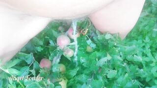 Unshaved Twat Pee over Apples inside the Garden - Angel Fowler