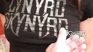 Teen with pigtails gives head in her first porn