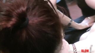Bimbos got bukkake facials during blowbang