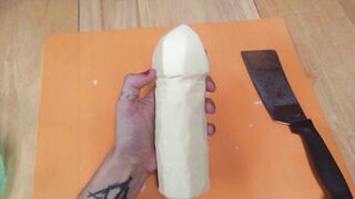 Masturbation with White Cheddar Cheese Carved Sex Toy