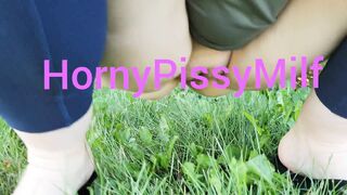 Bae milf Peeing into the Grass