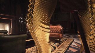 Resident Evil Village Lady Dimitrescu - FETISH Gold Pvc Leather - Cum all over my Body - Spanking