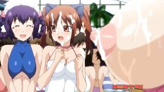Teenie Girls into An Sex Party By The Pool | Anime