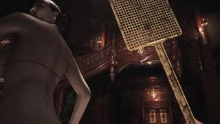 Resident Evil Village Lady Dimitrescu watch through Blue Bikini Bottomless - Hairy Vagina Spanking Art