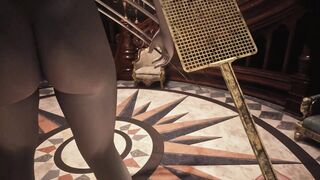 Resident Evil Village Lady Dimitrescu watch through Blue Bikini Bottomless - Hairy Vagina Spanking Art