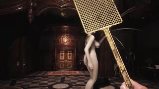 Resident Evil Village Lady Dimitrescu watch through Blue Bikini Bottomless - Hairy Vagina Spanking Art