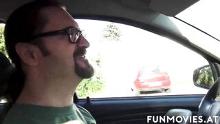 hot Euro Cutie Fucks 2 Rough Cocks into the Woods