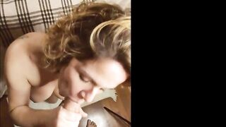 Crazy Sexy Milf blows a long dicks and swallows his cum
