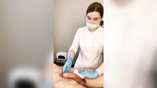 The Patient CUM Powerfully during the Examination Procedure inside the Doctor's Hands