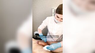 The Patient CUM Powerfully during the Examination Procedure inside the Doctor's Hands
