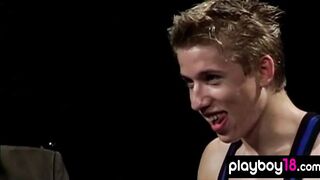Muscular big tit blonde older beating a guy into the boxing