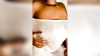 Huge Natural Breasts Nipple Play on Soak Shirt