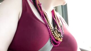 Tit Play while Driving and Outside Orgasm