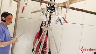BONDAGE Bimbo Gagging on Strap-On Penis