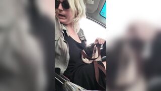 Milkymama Awkwardly Flashes Drivers while Driving Topless