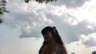 Beauty Hispanic Showing Bombshell Body and Outside Nudity
