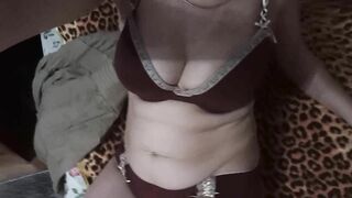 She took off her Dress and Lingerie Lay on the Bed into Anticipation of Fucking
