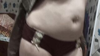 She took off her Dress and Lingerie Lay on the Bed into Anticipation of Fucking