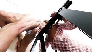 My FETISH Sub Training, Ballgag, Oiled Butt-slapping and me Throating his Fat Dick