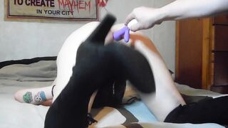 The Mr. inside Control Holding Leash! Having Fun & Fucking her Vagina and Cuming on her Buttplug!