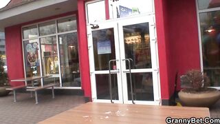 He brings hungry blonde grandmother home for play