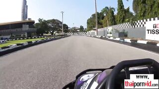 Big Boobed amateur Thai bimbo Noom loves wild ride inside kart