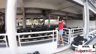 Big Boobed amateur Thai bimbo Noom loves wild ride inside kart