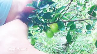 Sexual Women Peeing on Pears inside the Garden - Angel Fowler