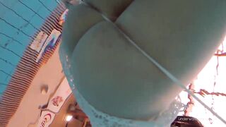 White clothed tight bushy Goddess Katy Soroka underwater