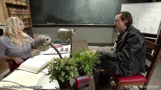 School Girl fucks tied big tit teacher