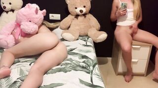 18 Year Old touches her pussy with her stepsister next to her