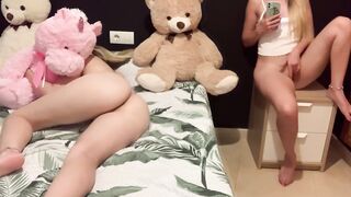 18 Year Old touches her pussy with her stepsister next to her