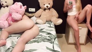 18 Year Old touches her pussy with her stepsister next to her