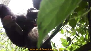 Adorable african fucking her twat public