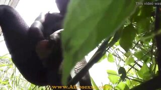 Adorable african fucking her twat public