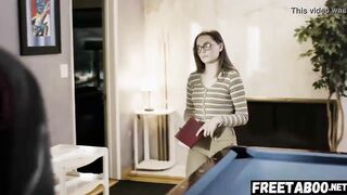 Tiny Innocent Reporter With Glasses Loses Her Virginity For Football