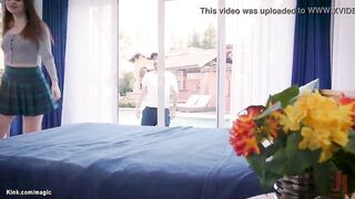 Stepmom and daughter plowed gardener
