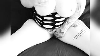 Huge Natural F Melons Swinging as I Rub my Soak Inked Vagina