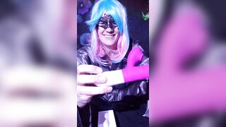 Wig and Mask Women Argent Silver Tests new Sex Toy and almost Orgasms everywhere