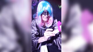 Wig and Mask Women Argent Silver Tests new Sex Toy and almost Orgasms everywhere