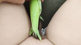 Anna Perv Play Whith Corn when Riding Vehicle