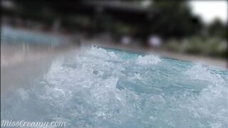 Teenie College Girl Finger Fuck my Snatch into a Outdoor Pool into Front of Strangers - MissCreamy